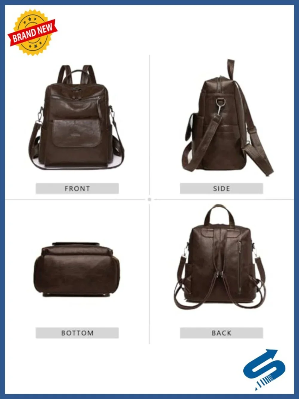 Small PU Leather Backpack Purse for Women Convertible Shoulder Bag